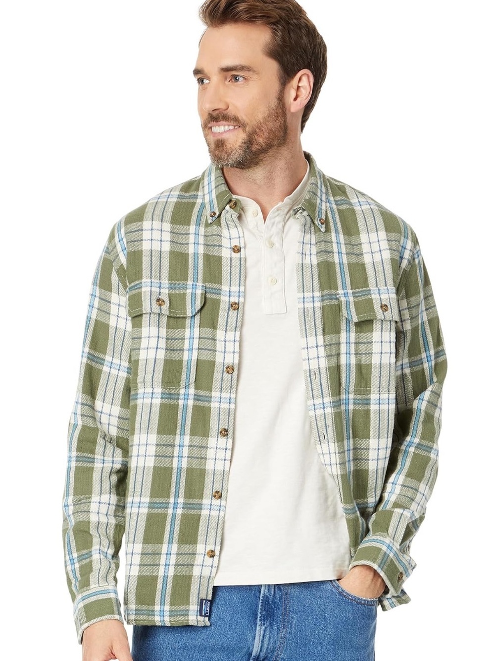 L.L.Bean 1912 Field Flannel Plaid Shirt Slightly Fitted Deep Olive XXL NWT